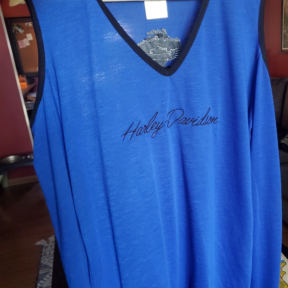 Womens Royal Blue Harley Davidson shirt